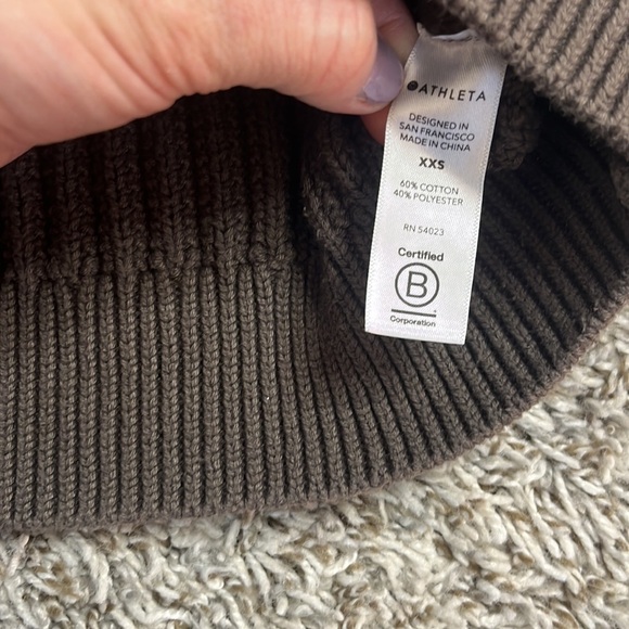 Athleta Sweater Oversized Repreve Teton Woven Knit Brown size XX Small - Picture 8 of 10
